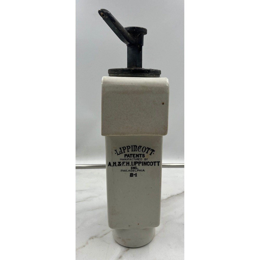 Antique Lippincott B-1 Ceramic Soda Fountain Root Beer Syrup Dispenser Pump B-1